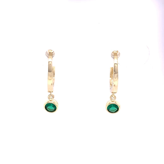 9ct Gold Synthetic Emerald Earrings GEE50