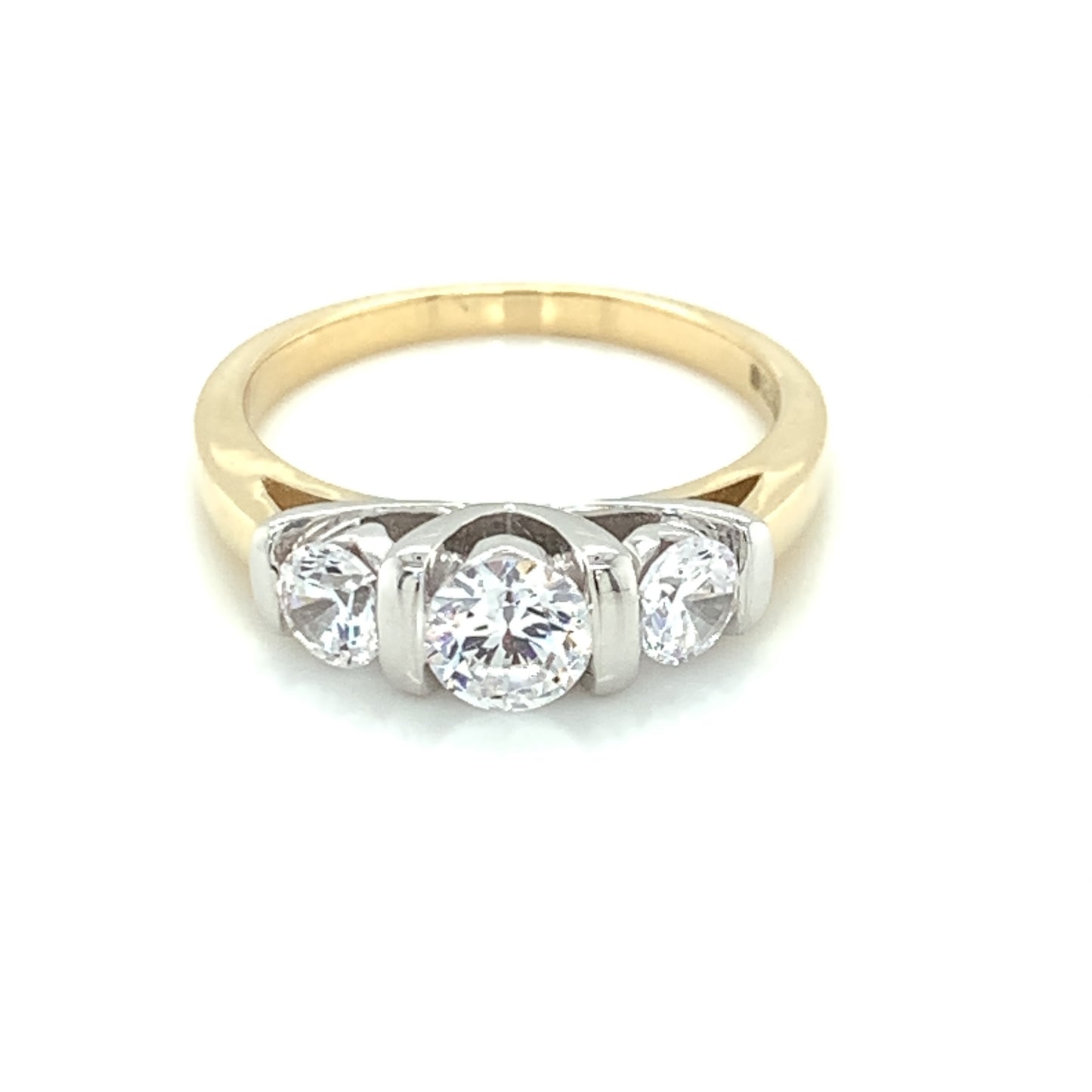 9ct Gold CZ Trilogy Ring GRZ204