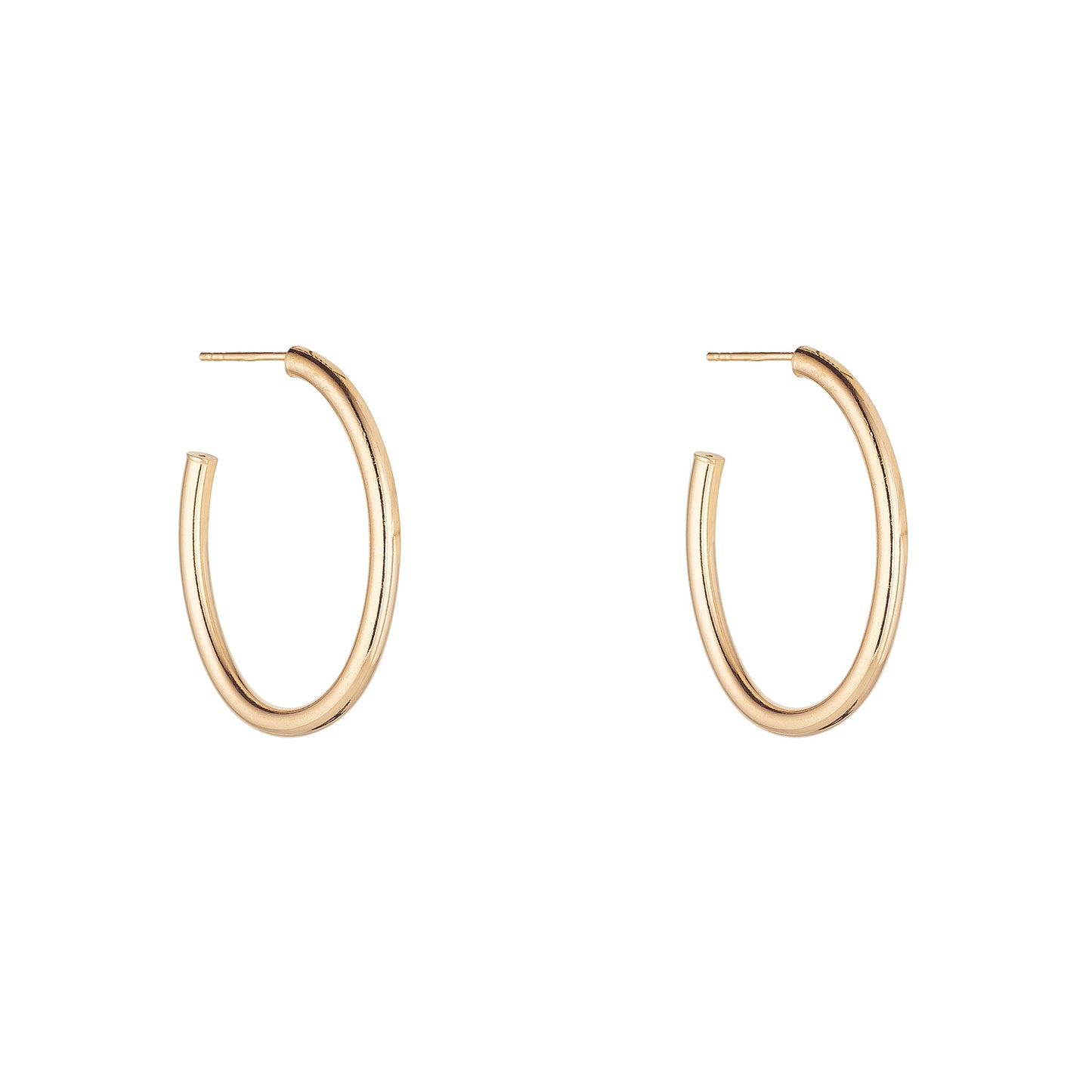 Sterling Silver 18ct Gold 35mm Oval Hoop Earrings
