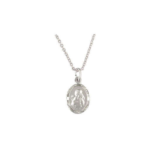Silver Oval Guardian Angel Pendant N4330