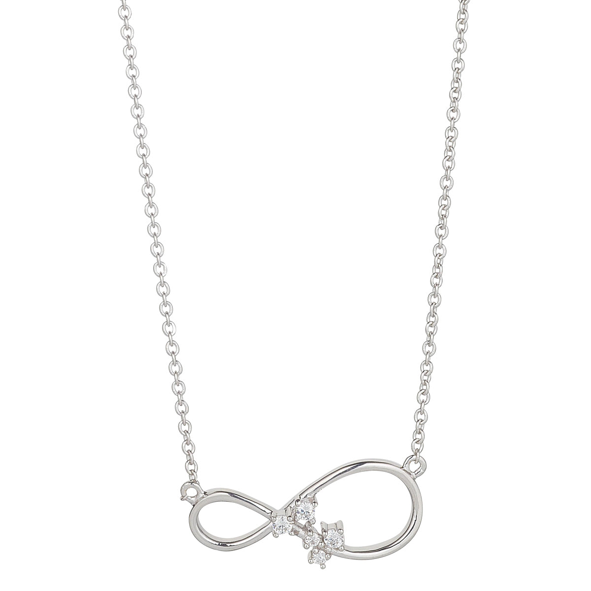 Sterling Silver CZ Cluster Fancy Infinity Necklet N4493