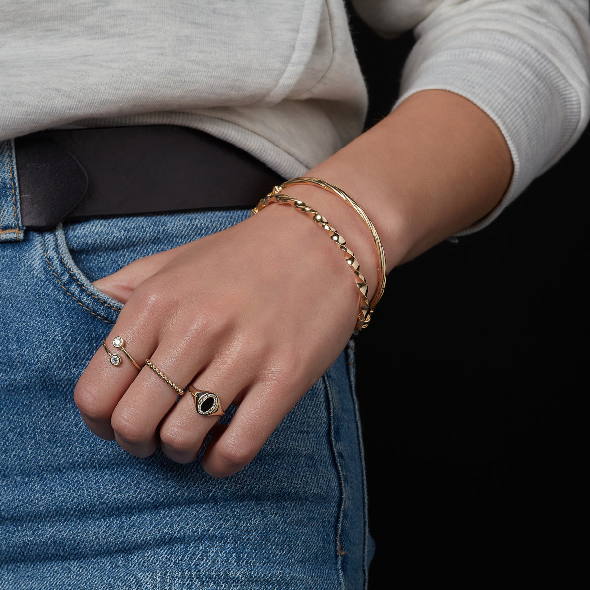 Sterling Silver 18ct Gold Plated Tight Twist Bangle N5021