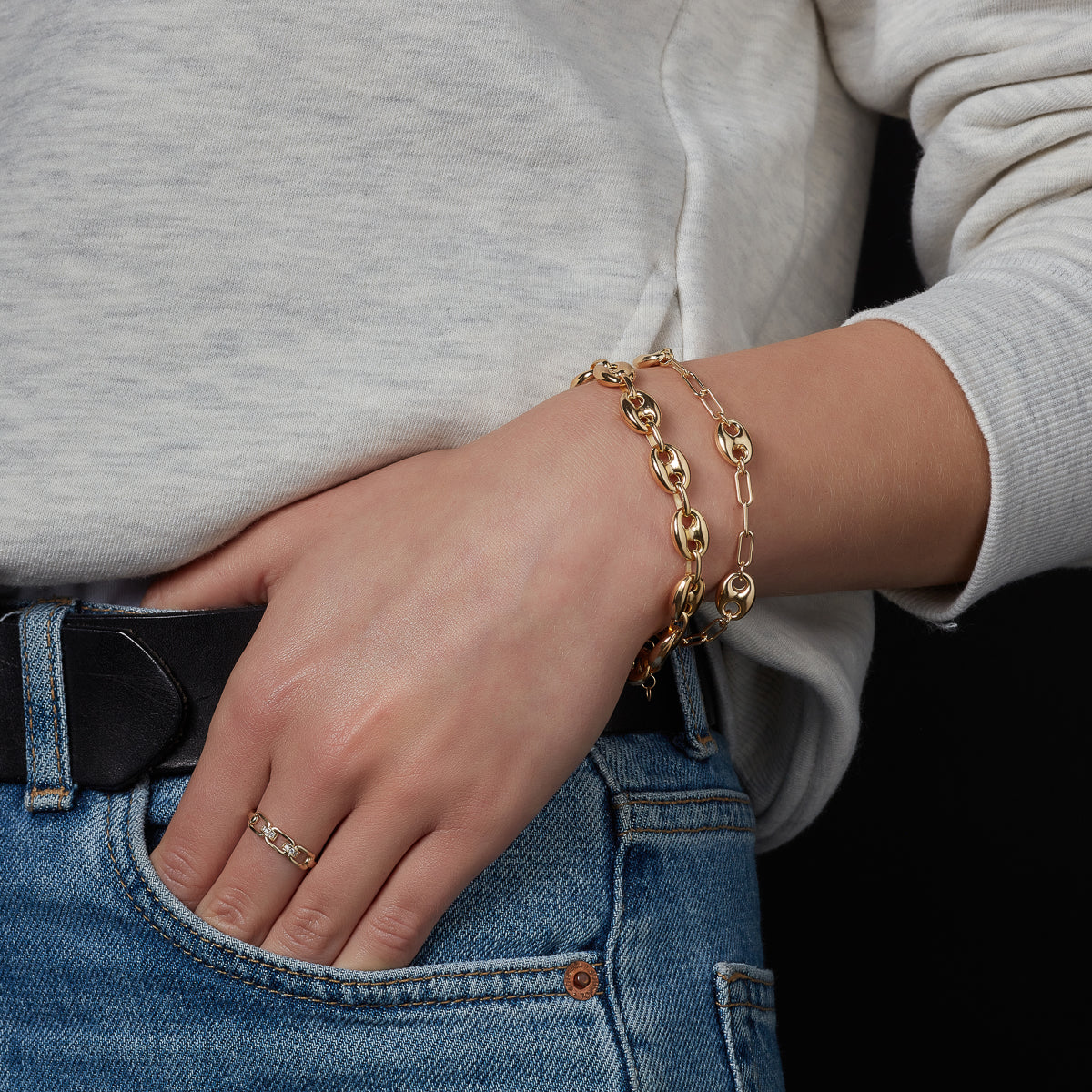 Sterling Silver 18ct Gold Paperlink Bracelet N8110