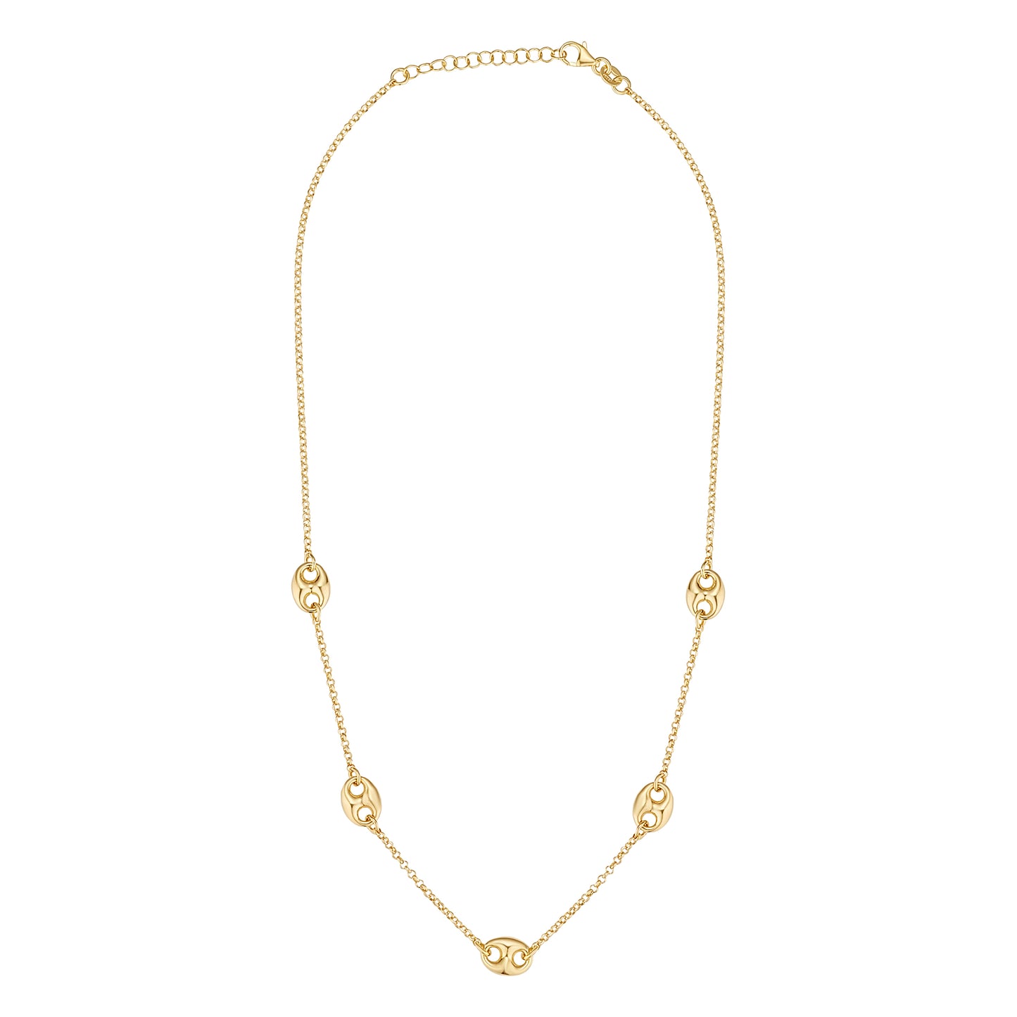 Sterling Silver 18ct Gold 5 Gucci Link Chain Necklet