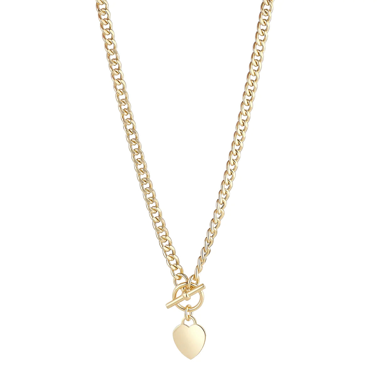 18ct Gold Sterling Silver Heart T-Bar Necklace N9067