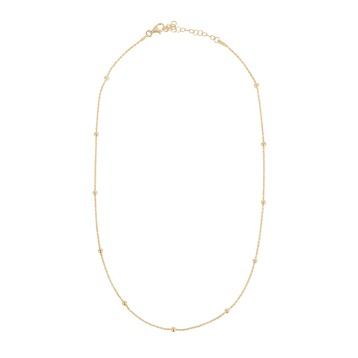 Silver 18ct Gold Ball Roped Fine Chain N9096