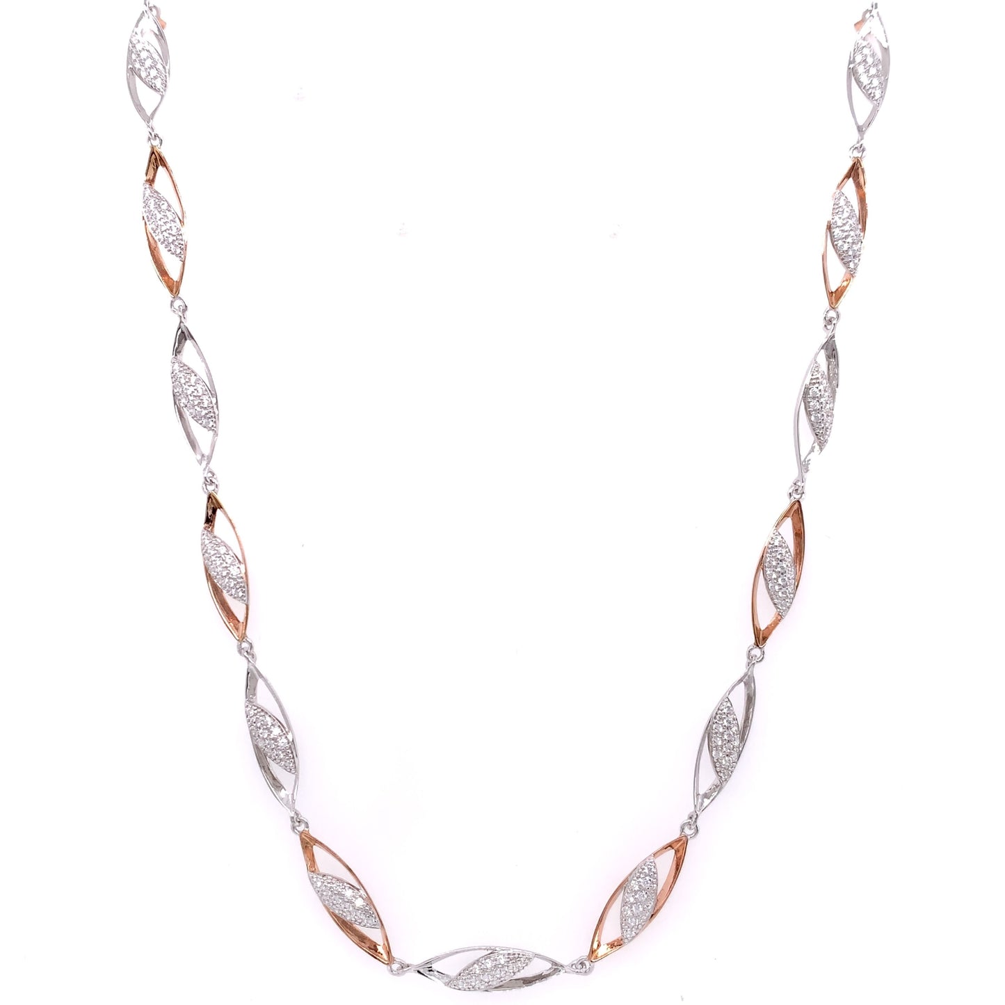 Sterling Silver & Rose CZ Necklet NC304