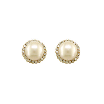 9ct Gold Freshwater Pearl  CZ Halo Stud Earrings GEP269