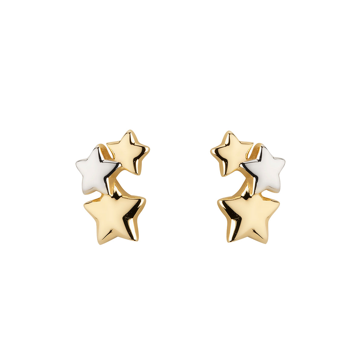 9ct Gold Star Trilogy Stud Earrings GE395