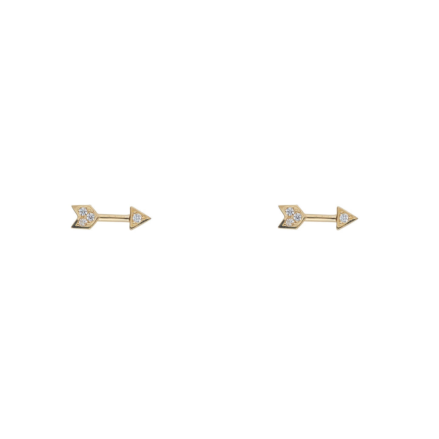 9ct Gold CZ Arrow Stud Earrings GEZ498