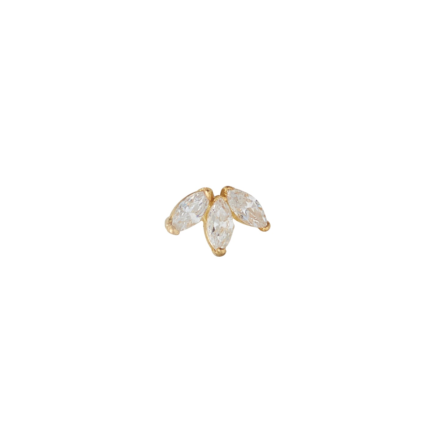 9ct Yellow Gold CZ Triple Marquise Piercing NG3326