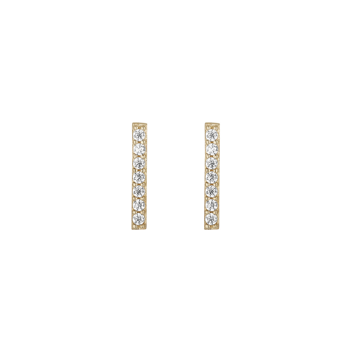 9ct Yellow Gold CZ Bar Stud Earrings