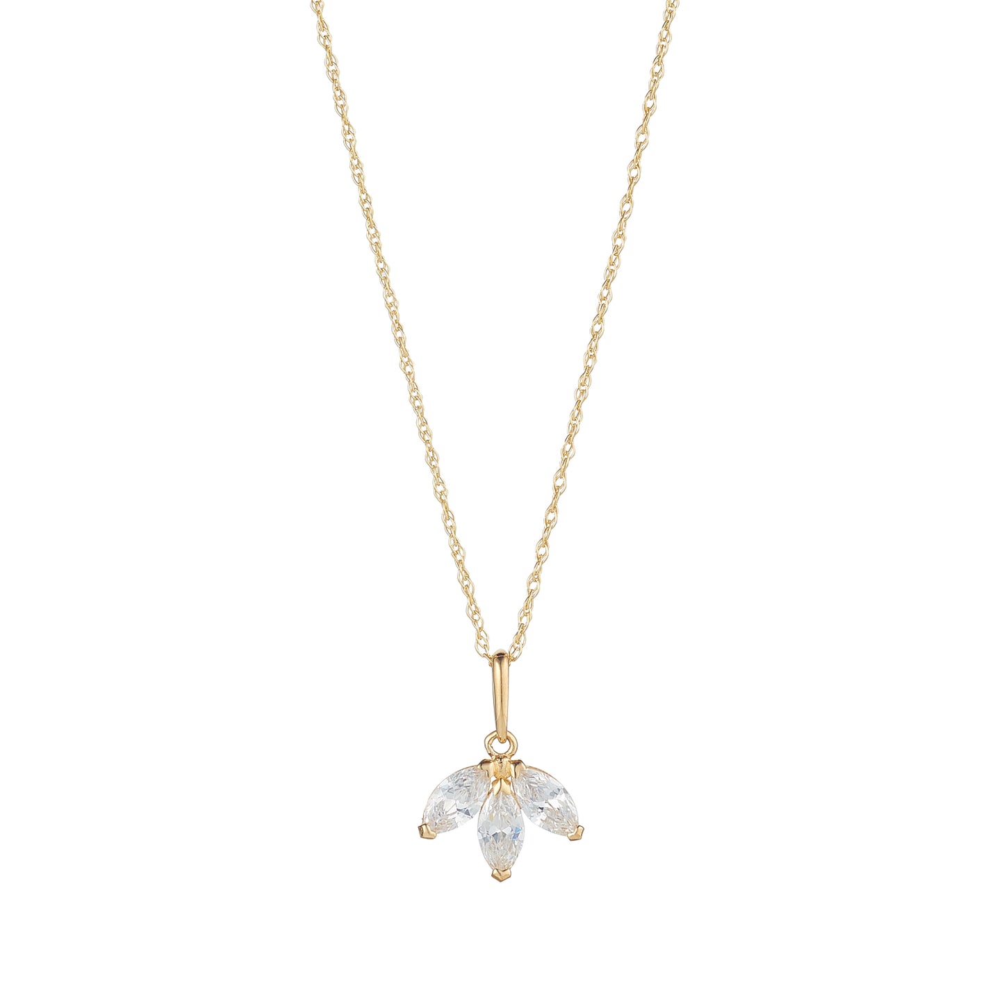 9ct Gold Marquise CZ Lotus Flower Pendant GPZ221