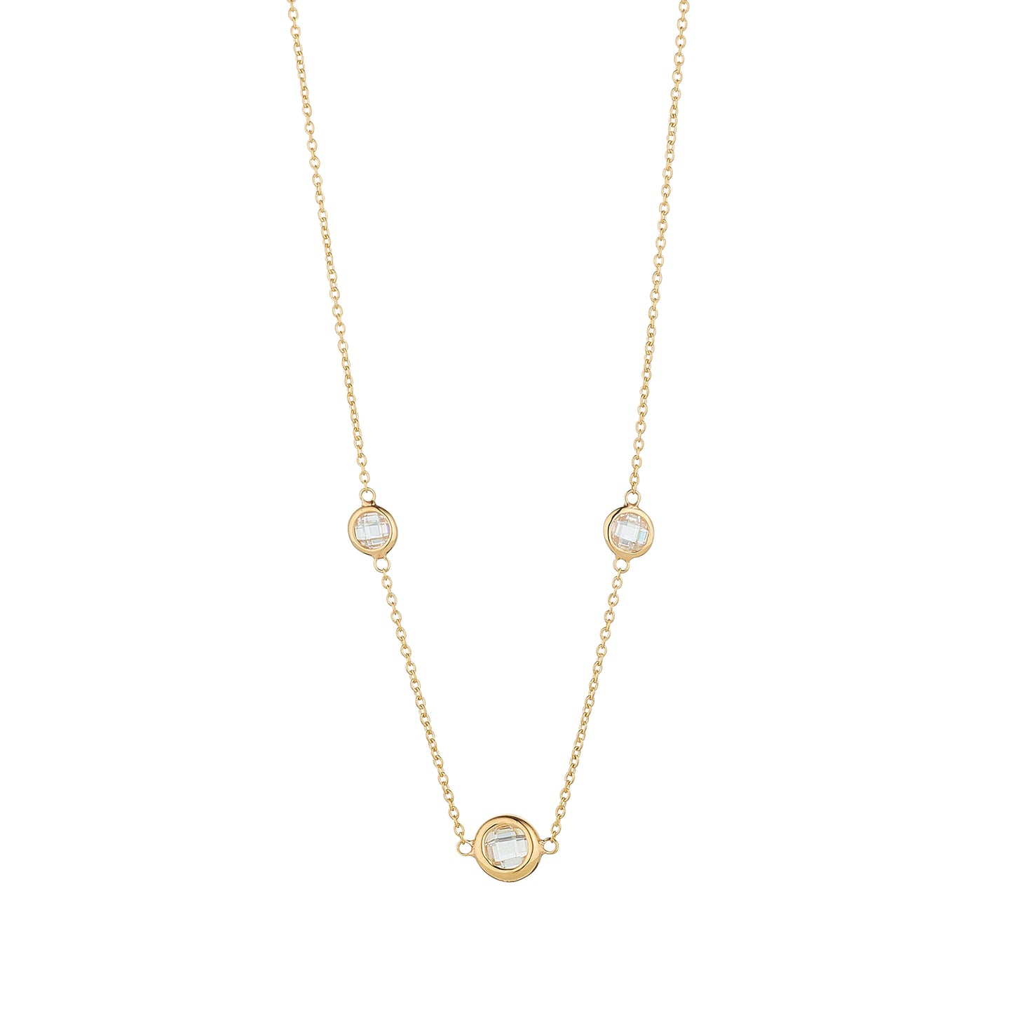 9ct Gold CZ Trilogy Necklace