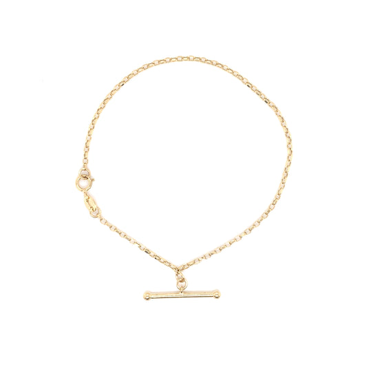 9ct Gold Fine Belcher T-Bar Bracelet GB486