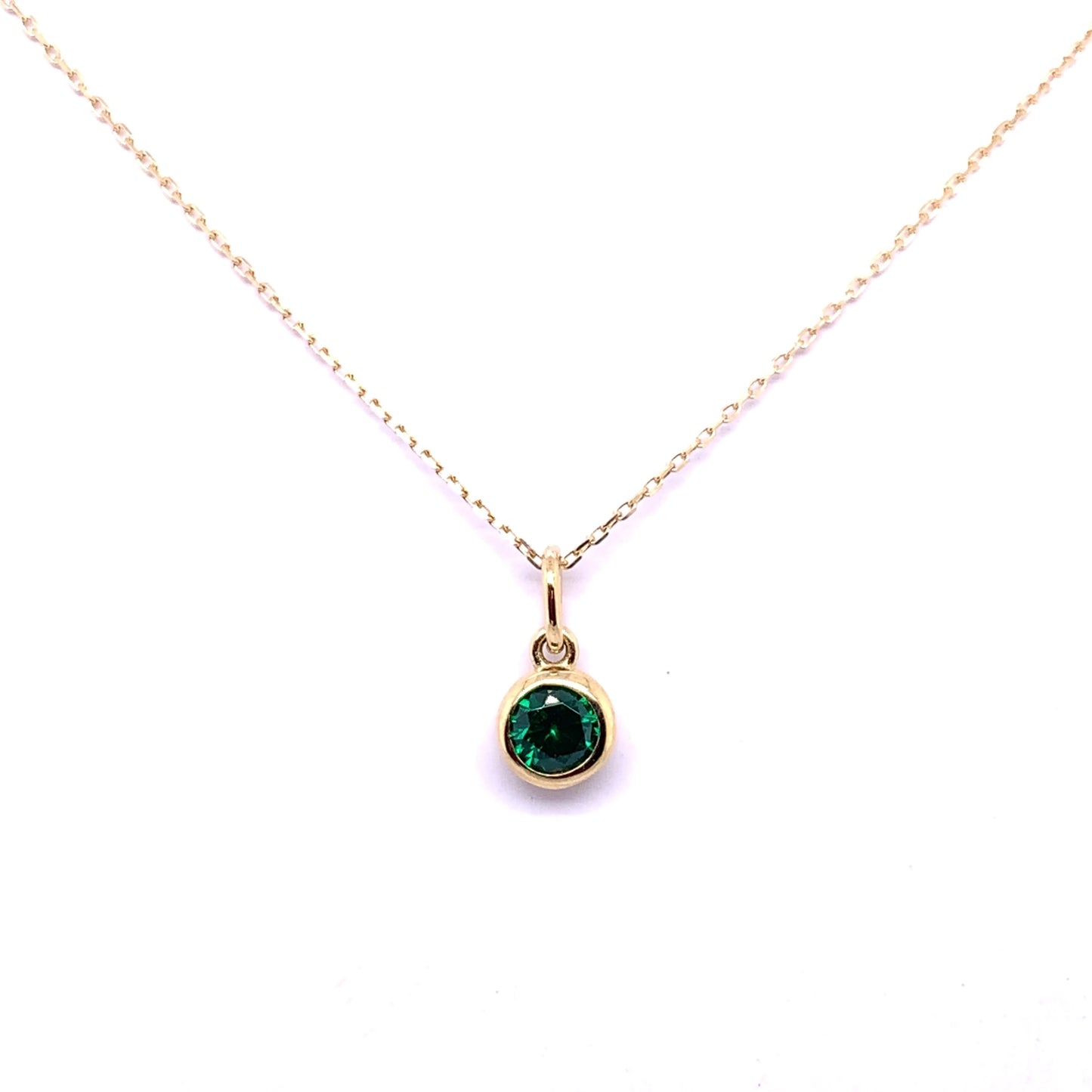 9ct Gold Dainty Green CZ Birthstone Pendant GPE35
