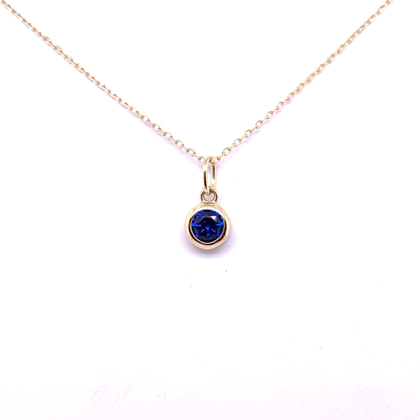 9ct Gold Dainty Sapphire CZ Birthstone Pendant GPS92
