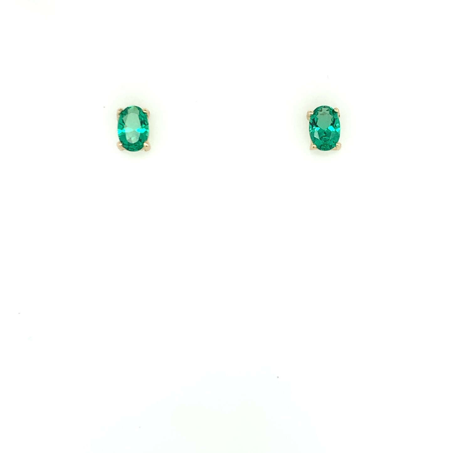 9ct Gold Green Oval Birthstone Stud Earrings GEE70