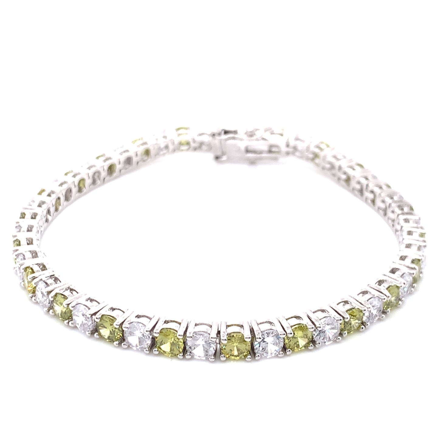 Sterling Silver Peridot CZ Tennis Bracelet GL696PD
