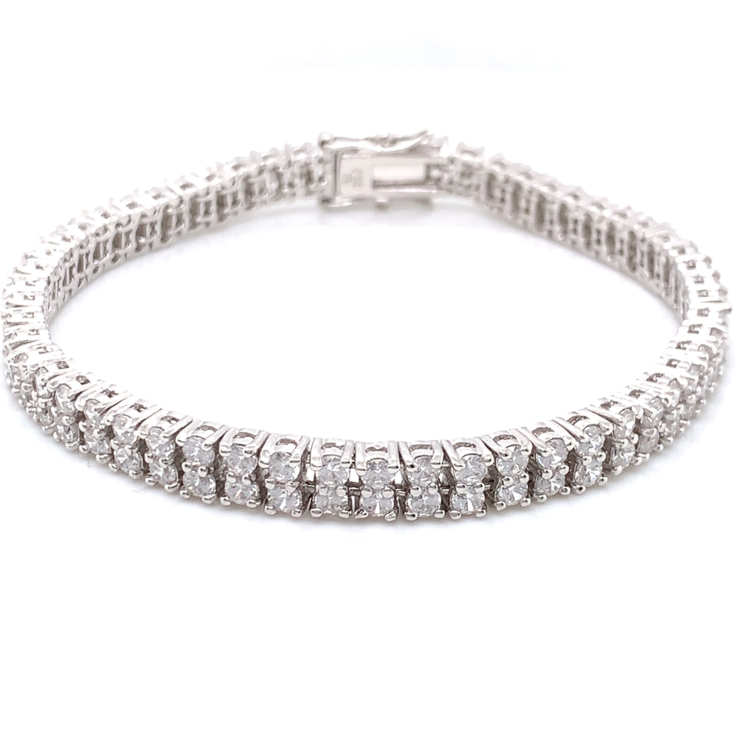 Sterling Silver CZ Double Row Tennis Line Bracelet GL952