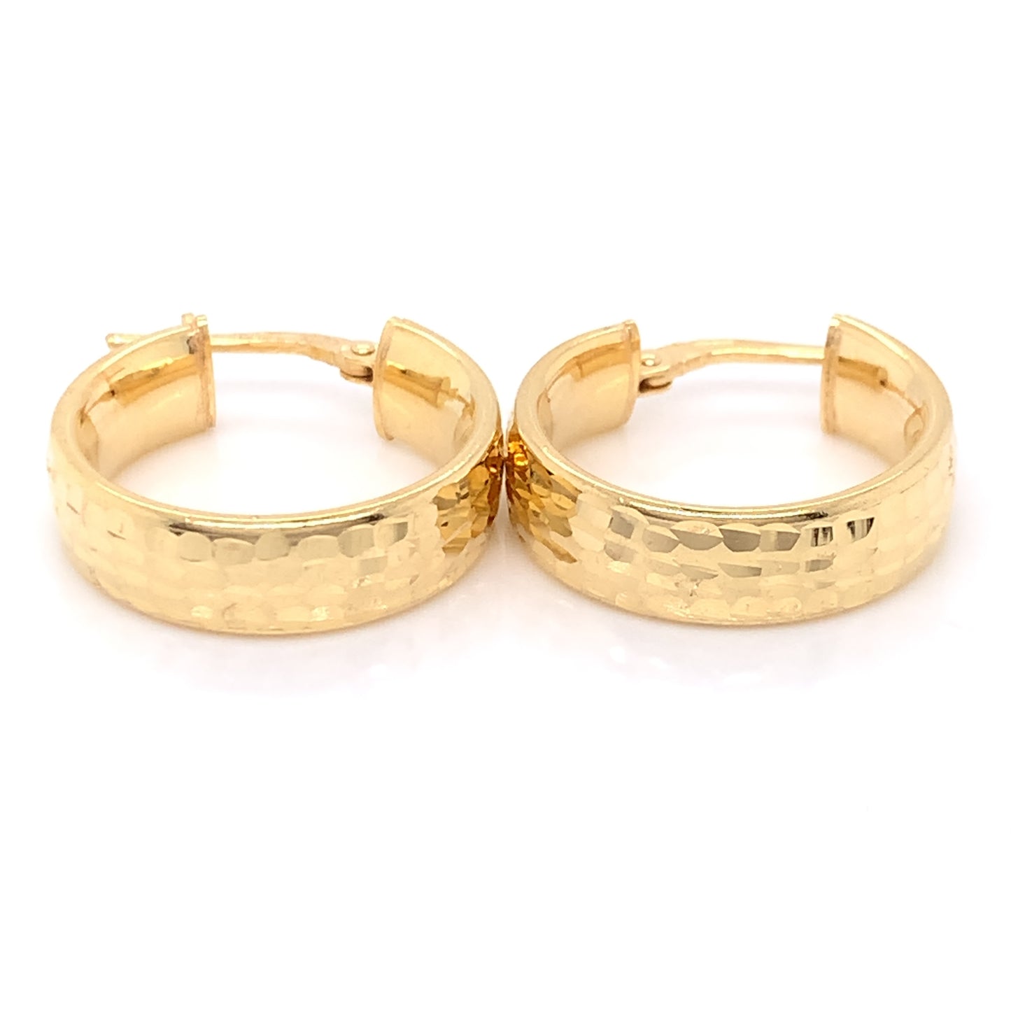 Sterling Silver 18ct Gold Classic Hammered Hoop Earrings