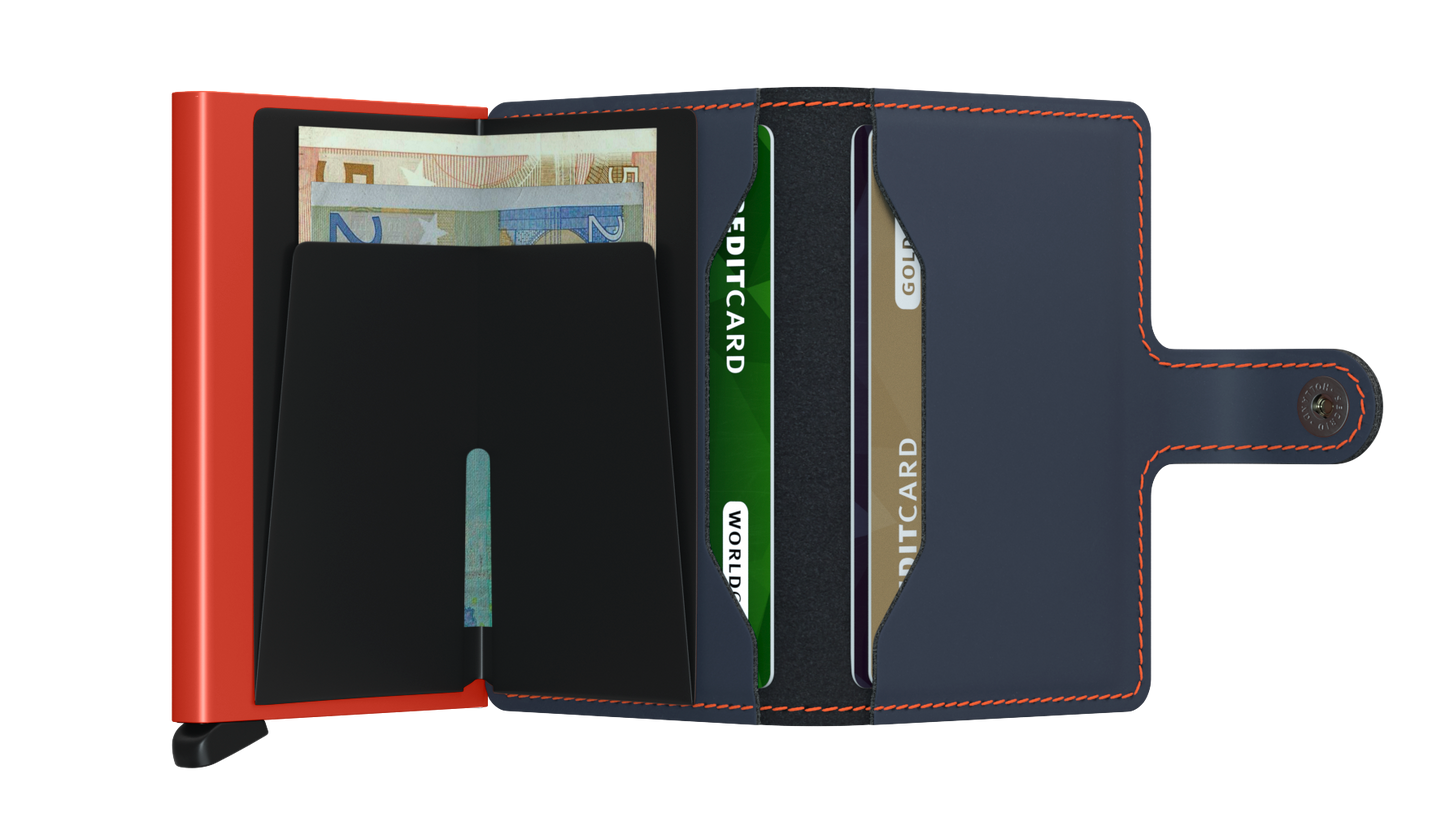 Secrid Miniwallet Matte Nightblue & Orange Leather