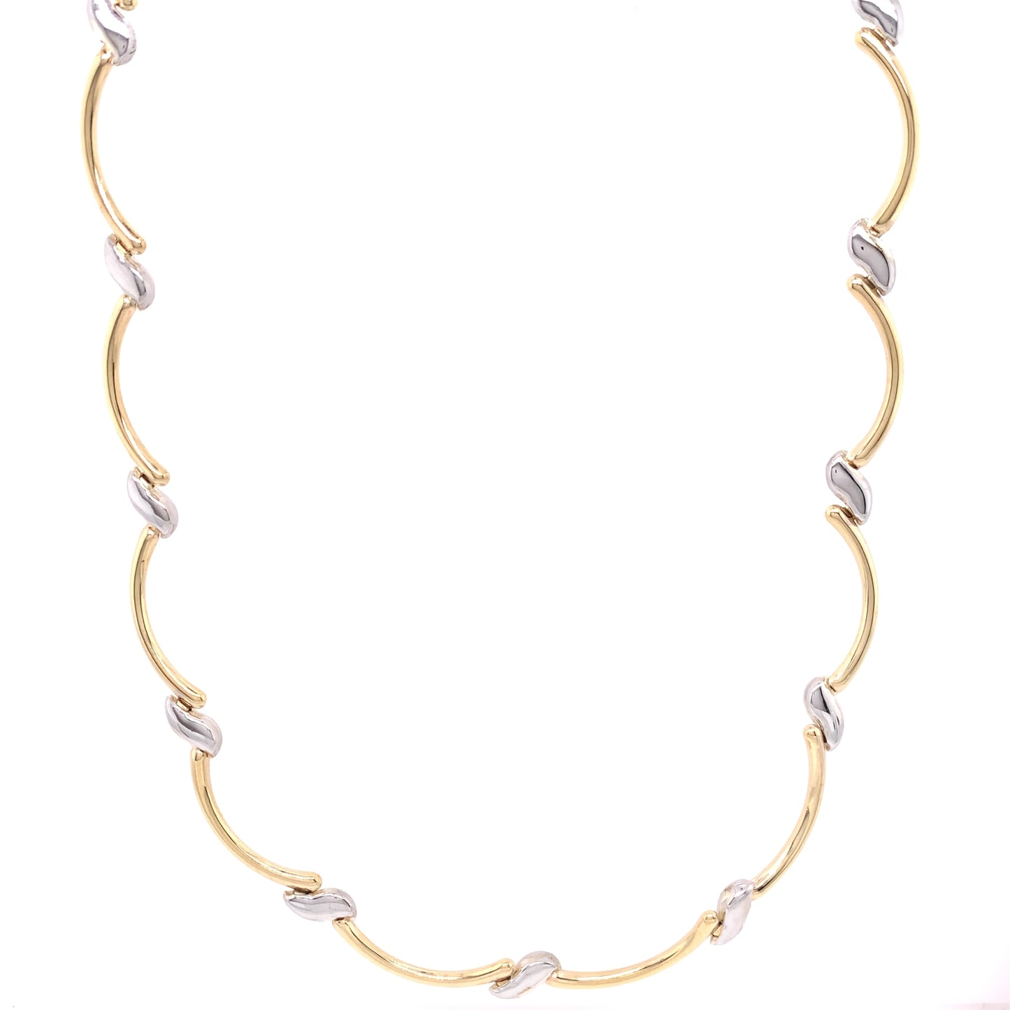 9ct Two-tone Curved Bar Necklet GN135
