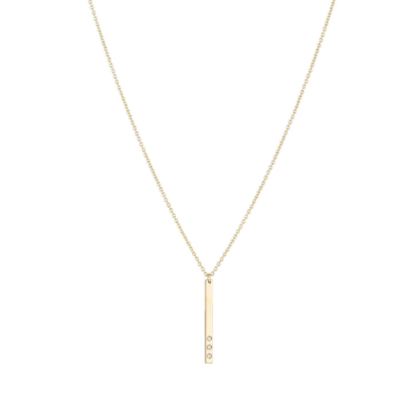 9ct Gold CZ Bar Pendant