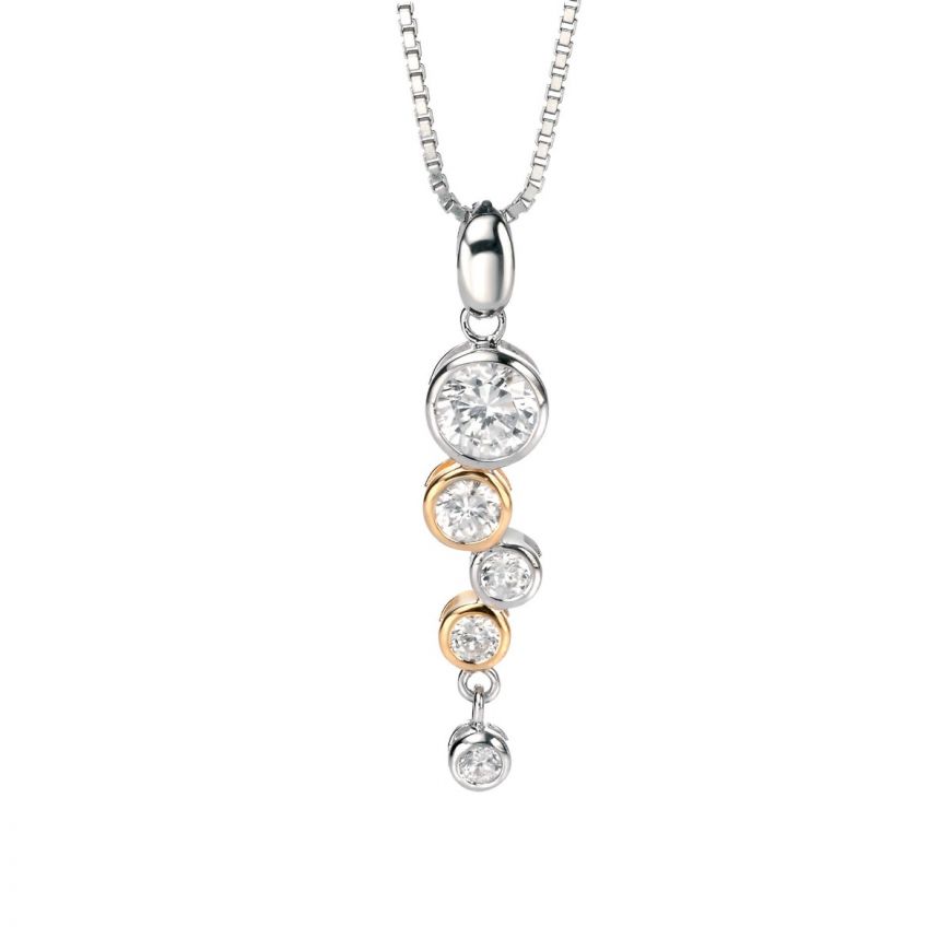 Fiorelli Silver Bubble Drop CZ Pendant (P3457C)