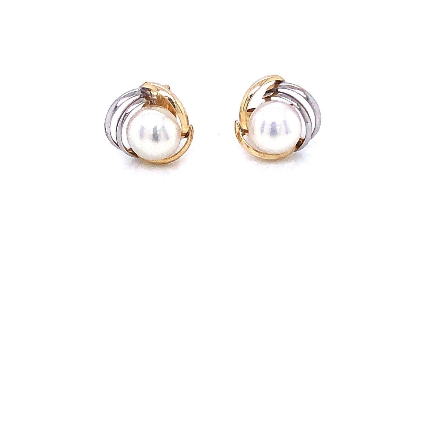 9ct Gold & Pearl Two-tone Stud Earrings GEP355