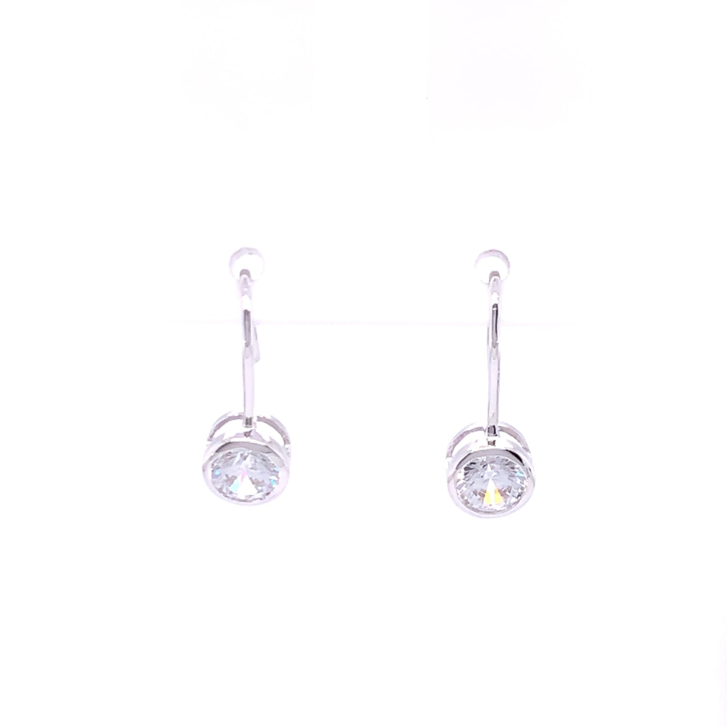 9ct White Gold CZ Hook Drop Earrings