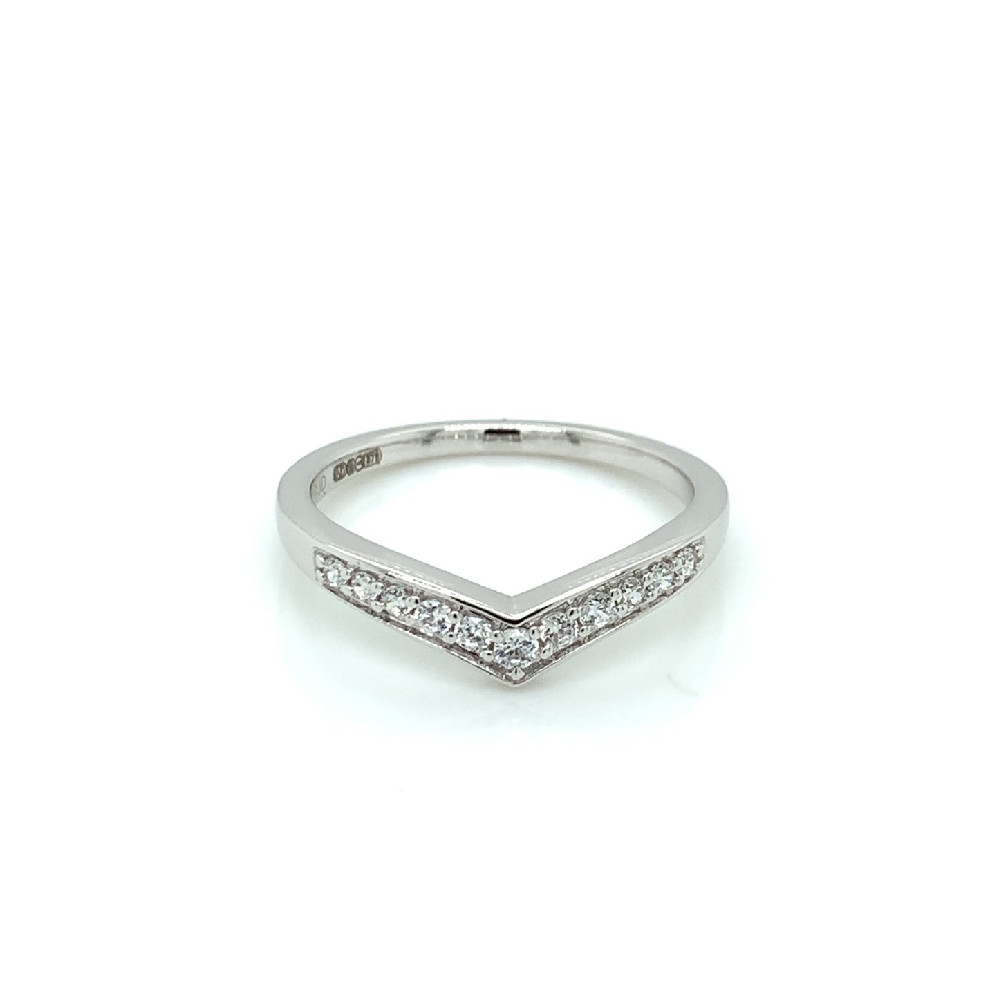 9ct White Gold CZ Wishbone Ring WRA051