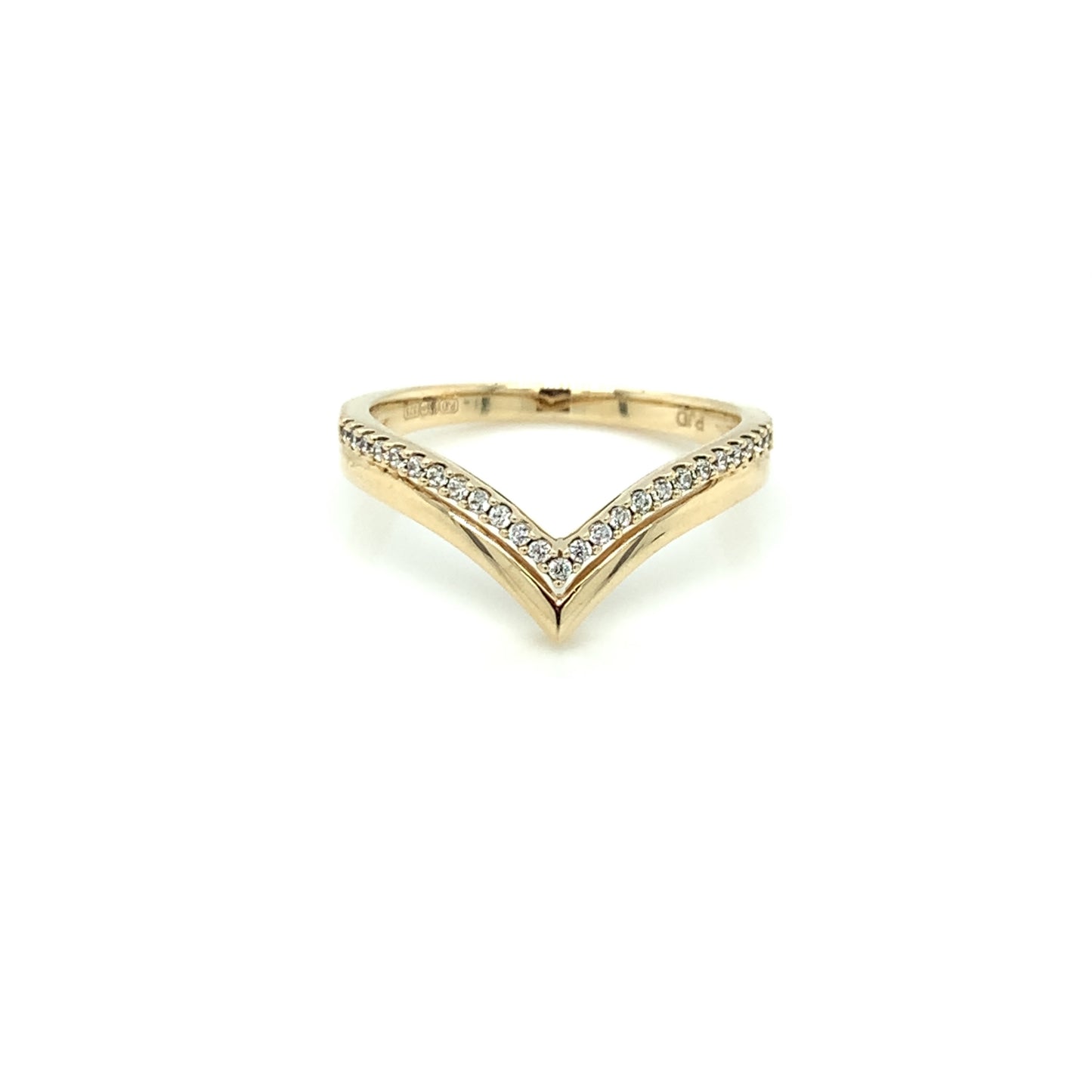 9ct Gold Split Band CZ Wishbone Ring GRA102