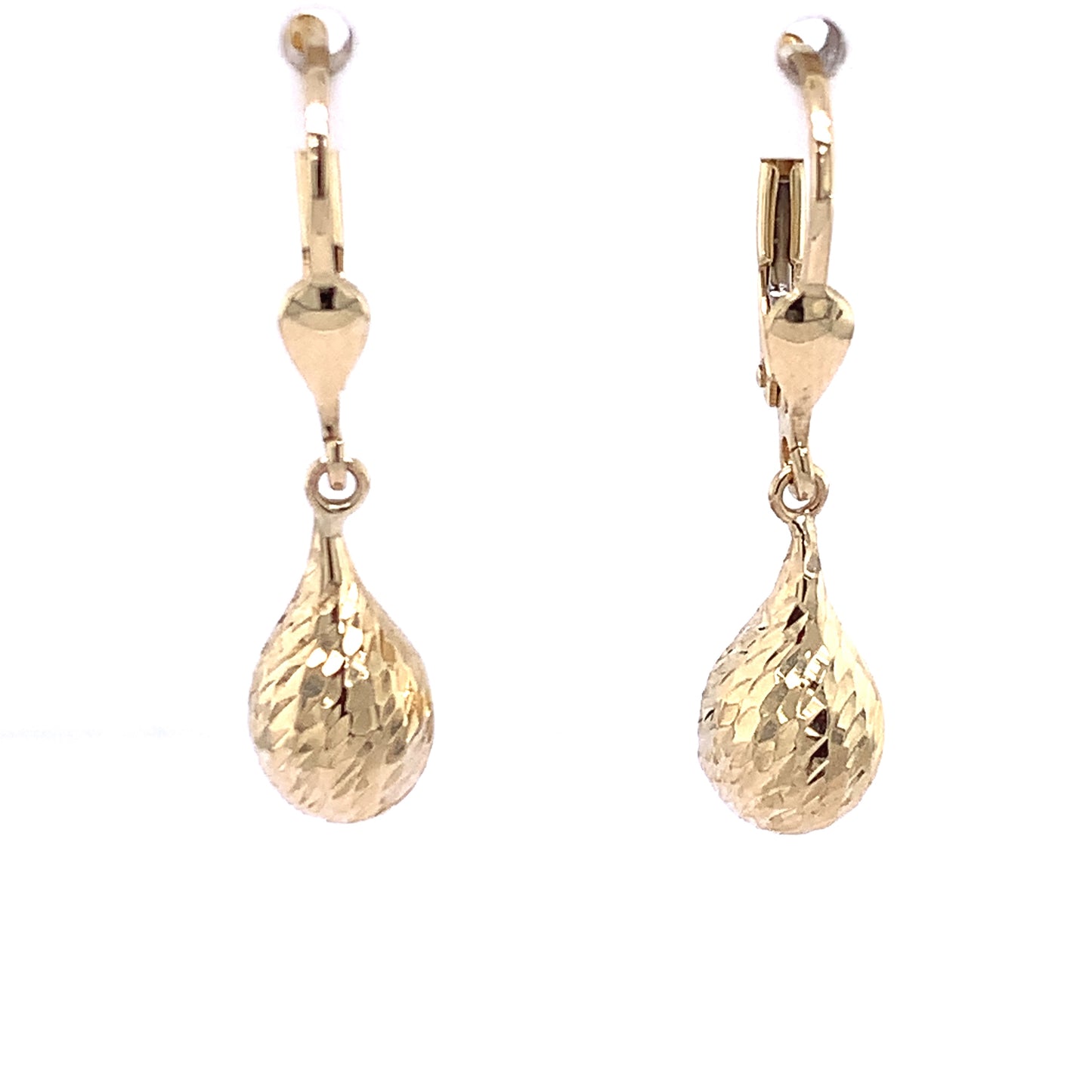9ct Gold Diamond-cut Pear Drop Earrings GE1012