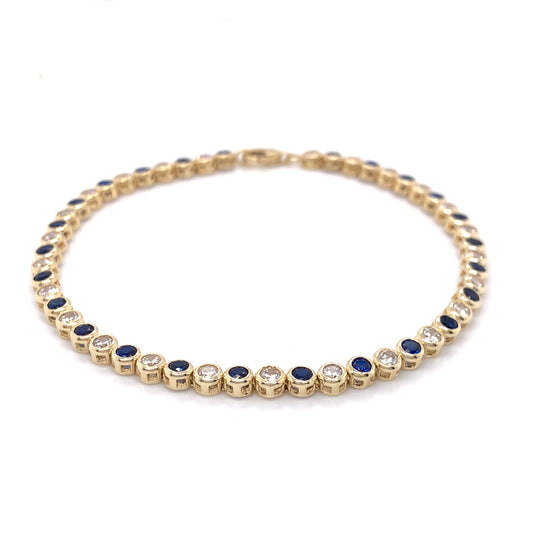 9ct Gold Sapphire CZ Tennis Bracelet GB322