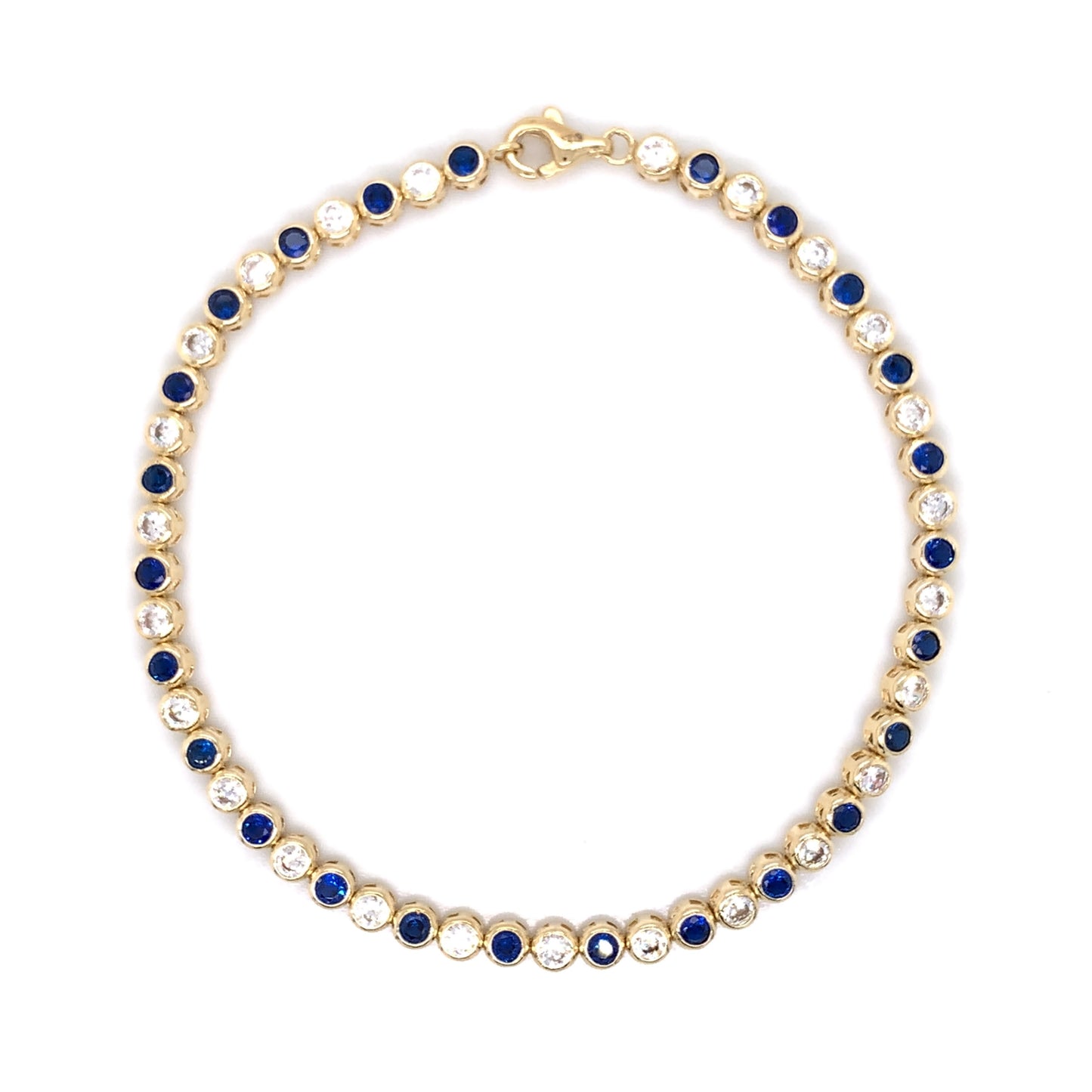 9ct Gold Sapphire CZ Tennis Bracelet GB322