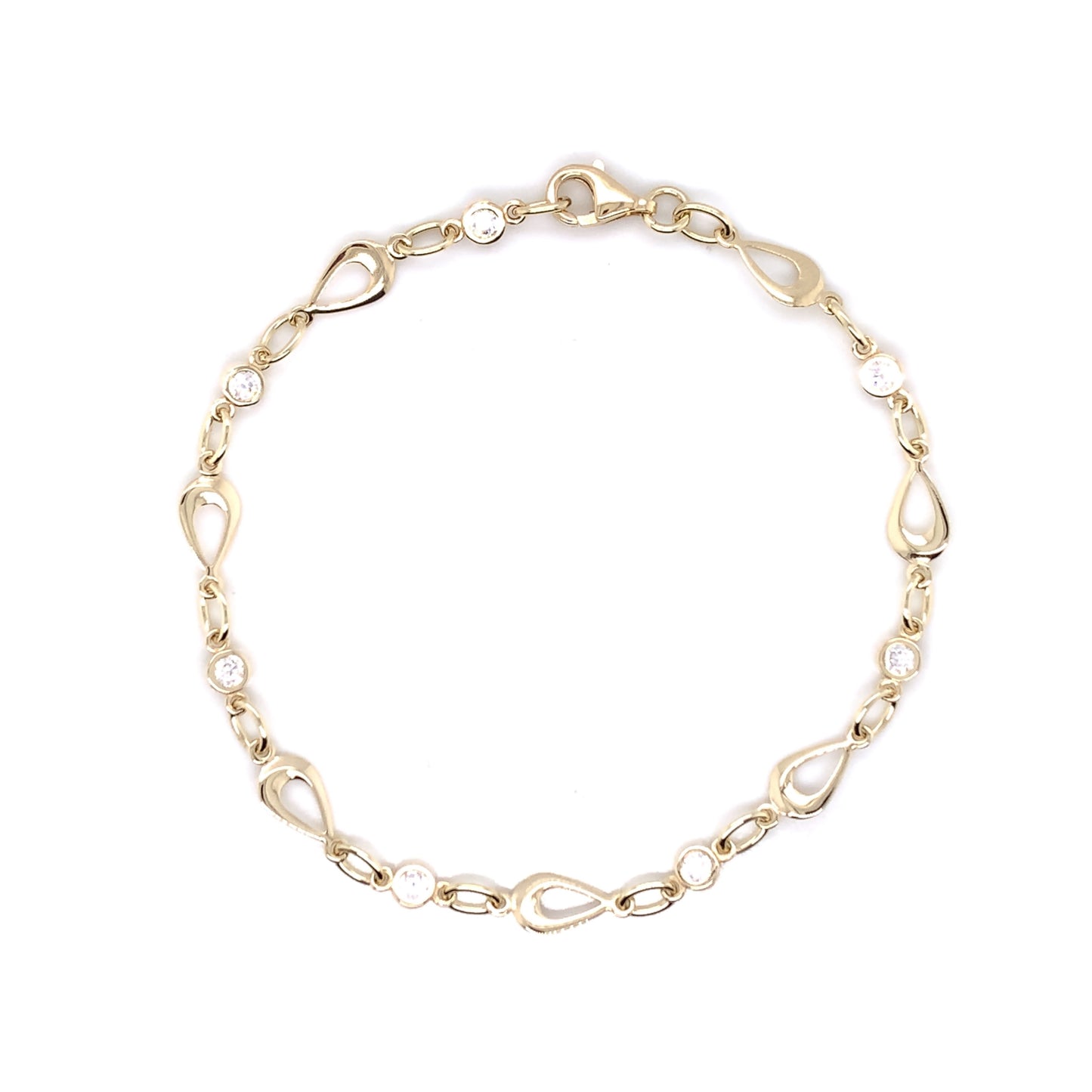 9ct Gold Open Teardrop CZ Bracelet