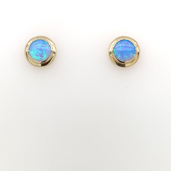 9ct Gold Blue Opal Stud Earrings GEL05