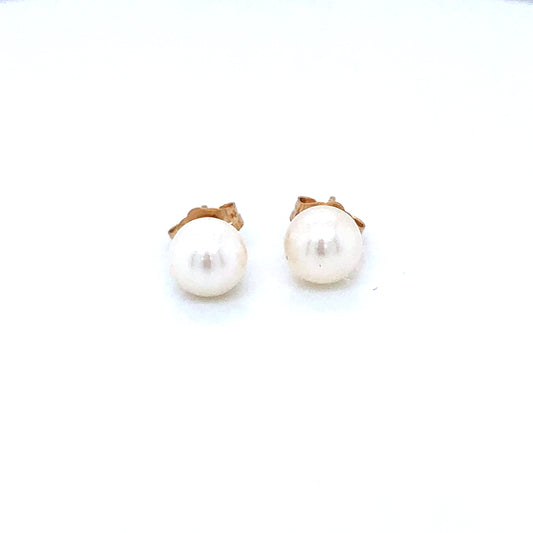 Freshwater Pearl 6-6.5mm 9ct Gold Stud Earrings PS24