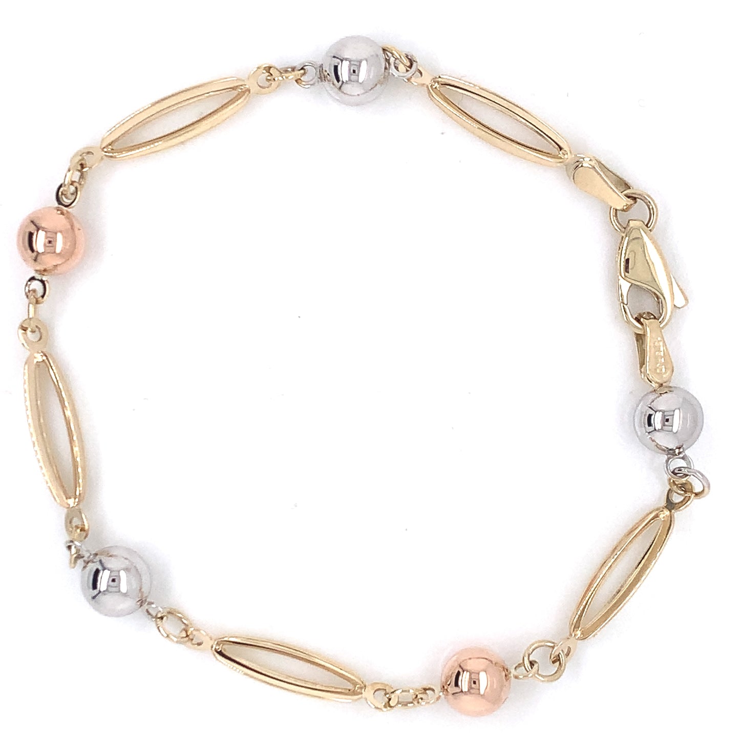 9ct Gold 3-Colour Beaded Bracelet GB391