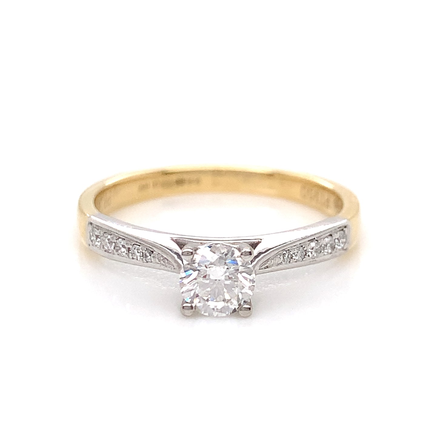 18ct Gold 0.37ct Diamond Solitaire Ring Pavé Shoulders Z205