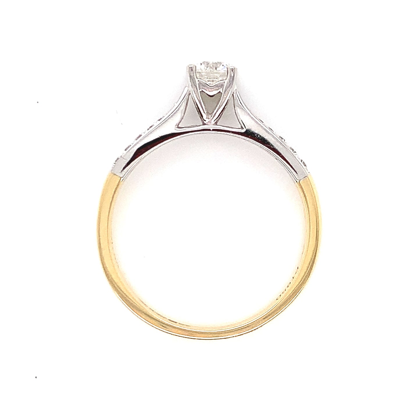 18ct Gold 0.37ct Diamond Solitaire Ring Pavé Shoulders Z205