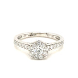 9ct White Gold Diamond Halo 0.35ct Engagement Ring