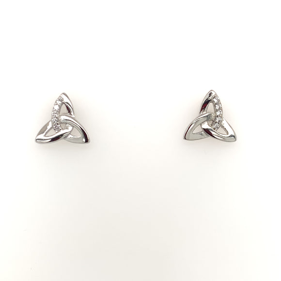Silver CZ Trinity Knot Stud Earrings