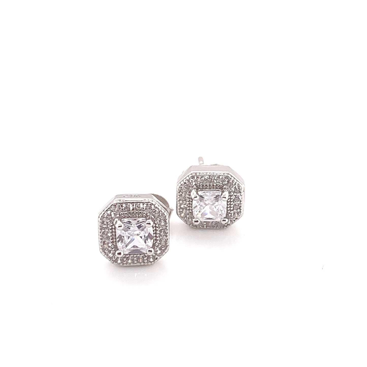 Sterling Silver CZ Deco Stud Earrings SE200/CZ