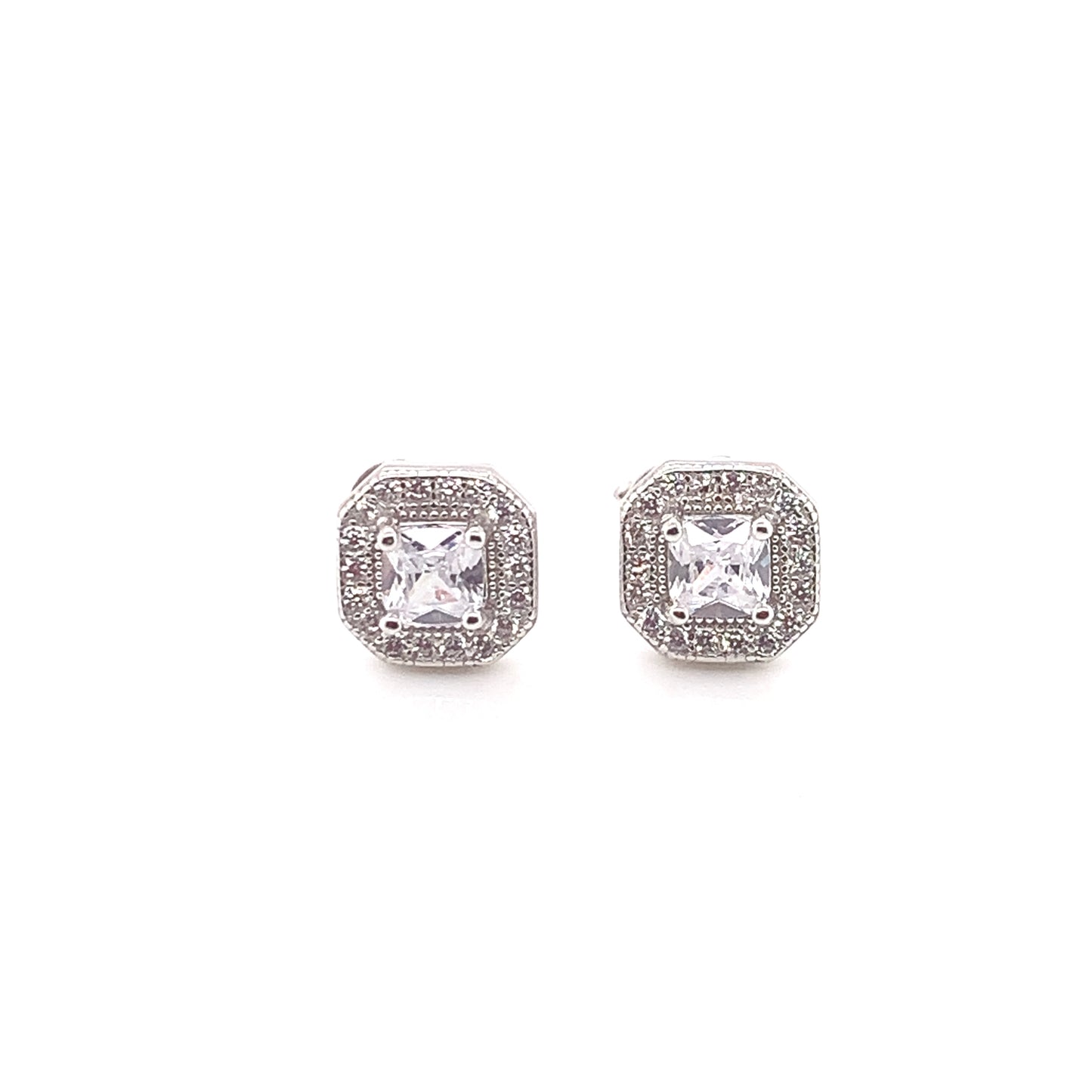 Sterling Silver CZ Deco Stud Earrings SE200/CZ