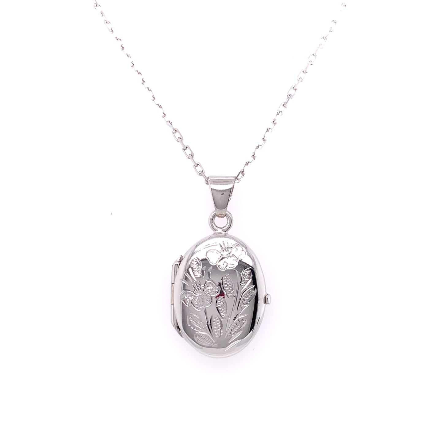 Sterling Silver Oval Floral Engraved Locket SL60