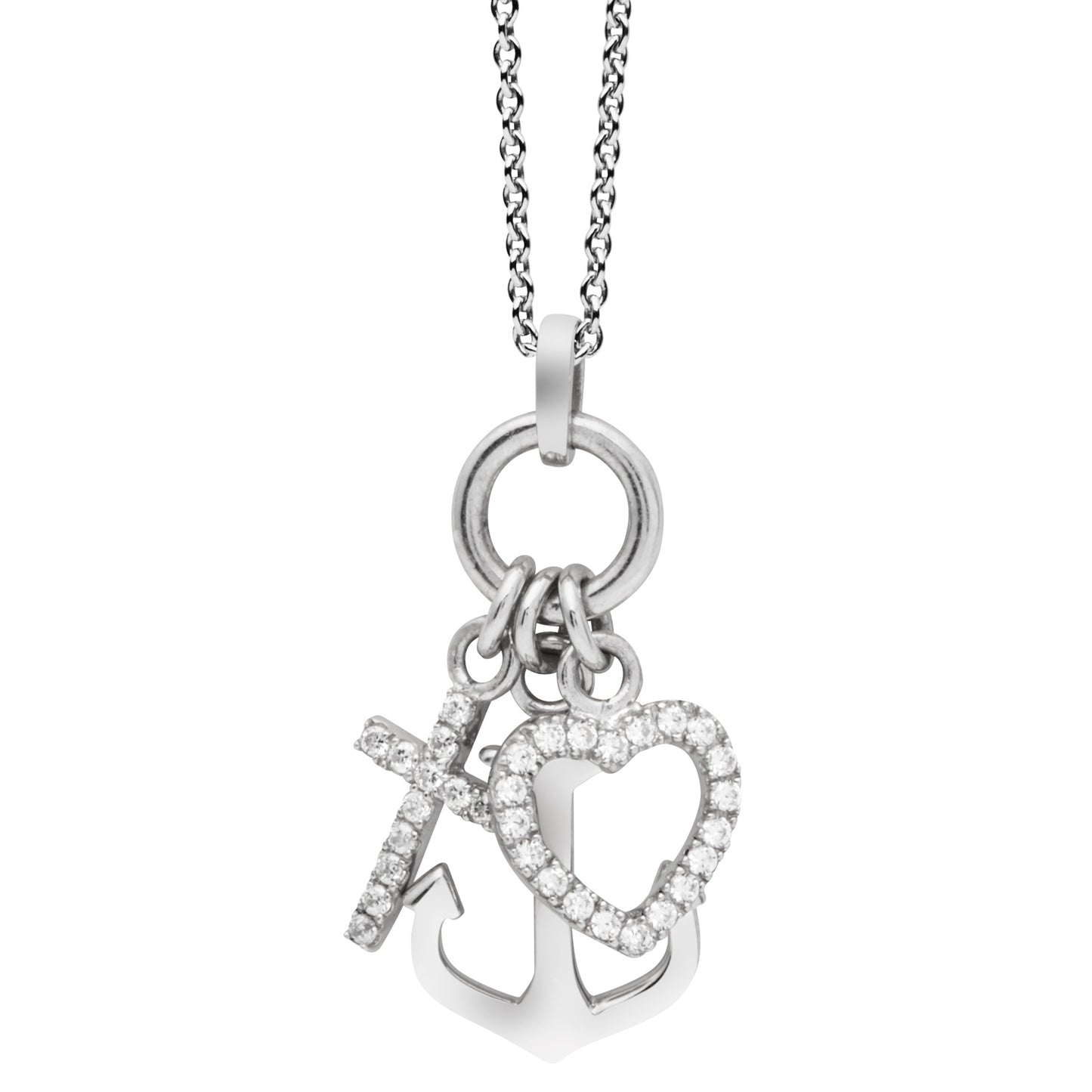 Sterling Silver Faith Hope & Love Necklace ST1539