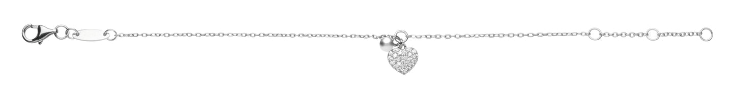 SILVER SWEET GLAM CZ HEART BRACELET