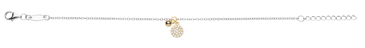 SILVER SWEET GLAM GOLD PLATED CZ DISC BRACELET